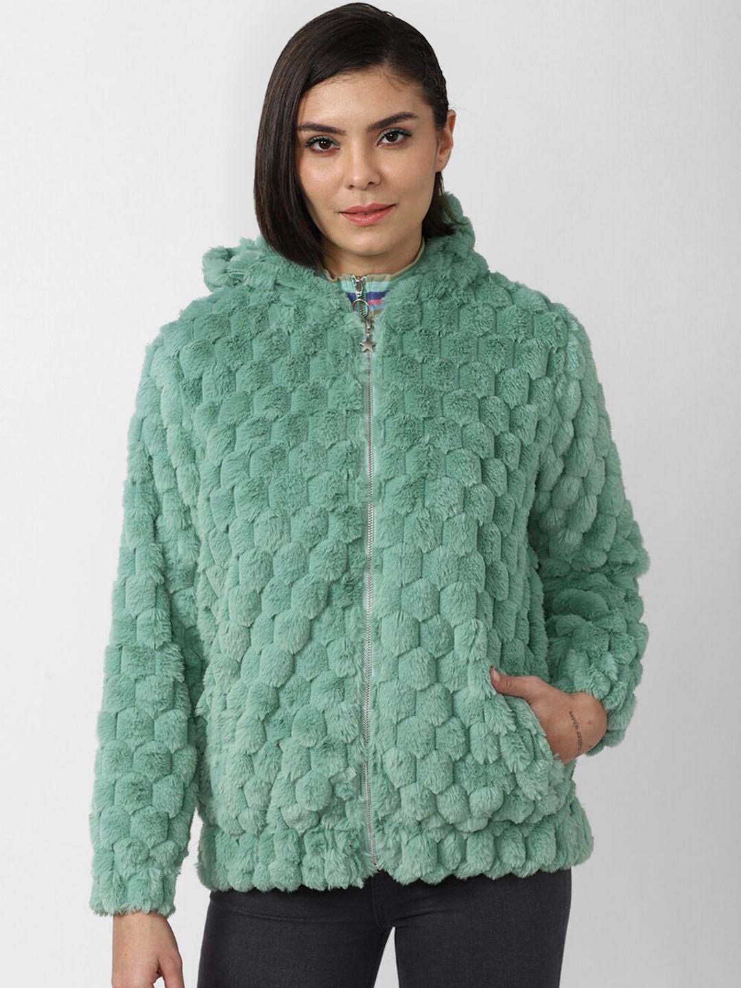 forever 21 women green geometric quilted jacket