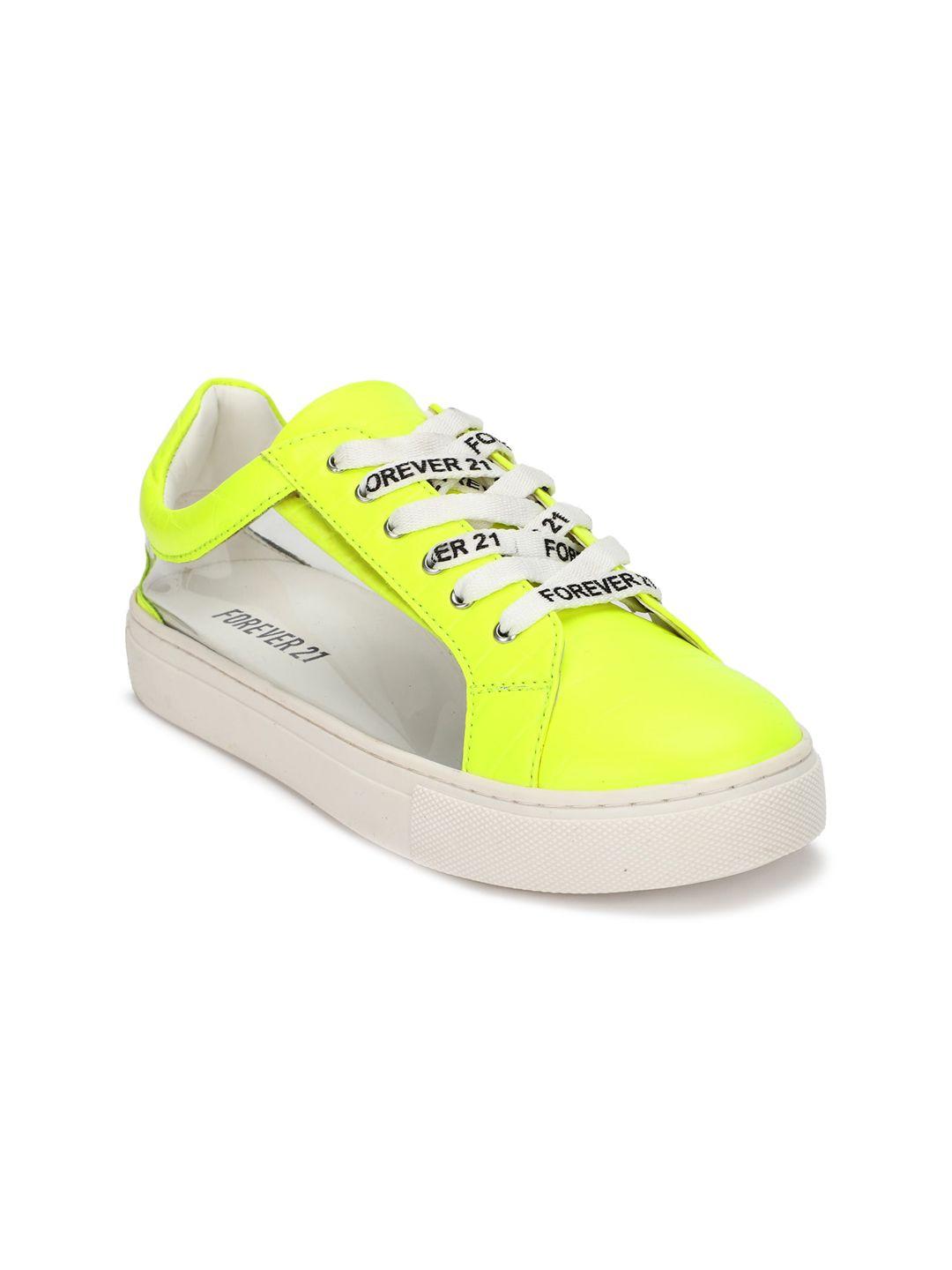 forever 21 women green printed pu sneakers