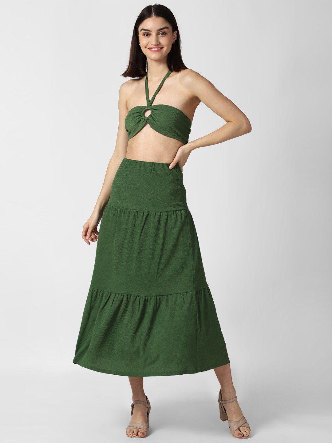 forever 21 women green top with skirt