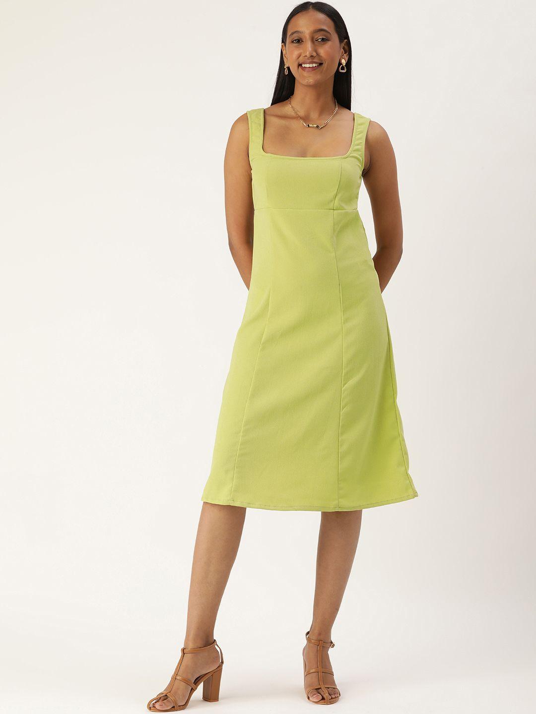 forever 21 women lime green solid a-line dress with styled back