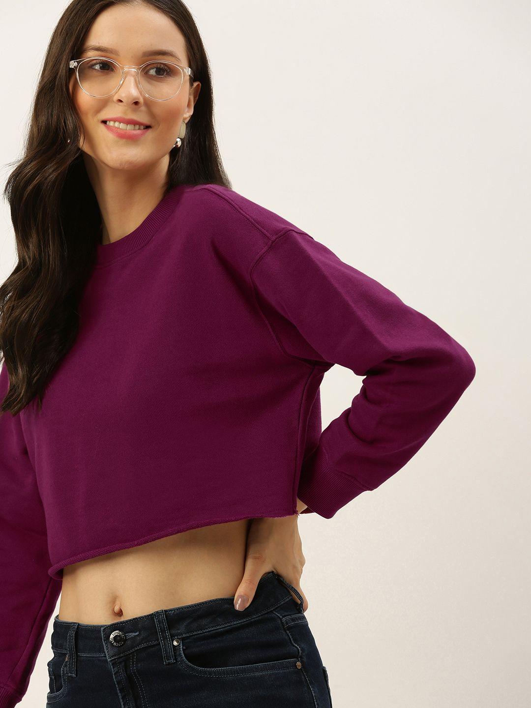 forever 21 women magenta crop sweatshirt