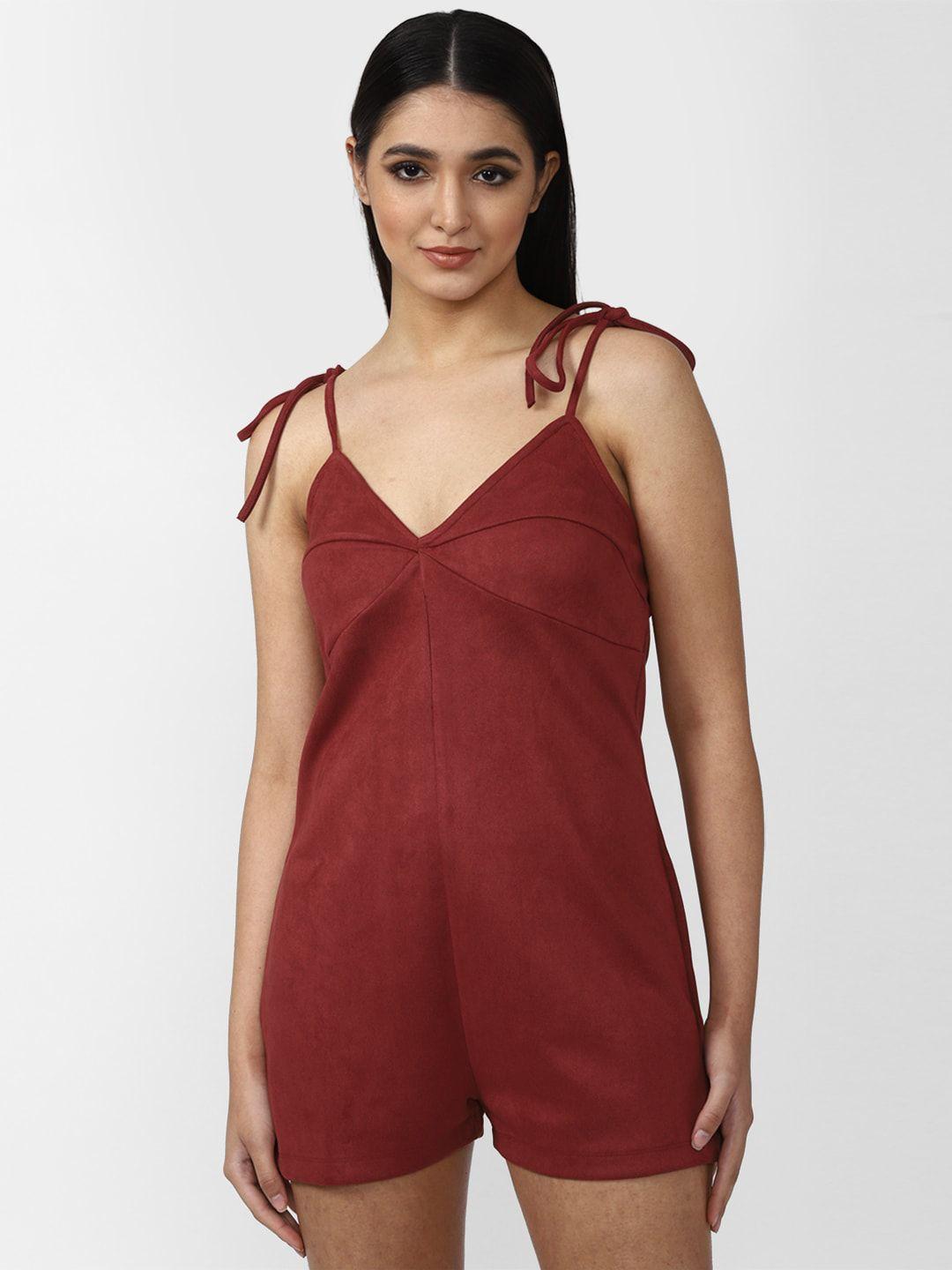 forever 21 women maroon solid jumpsuit
