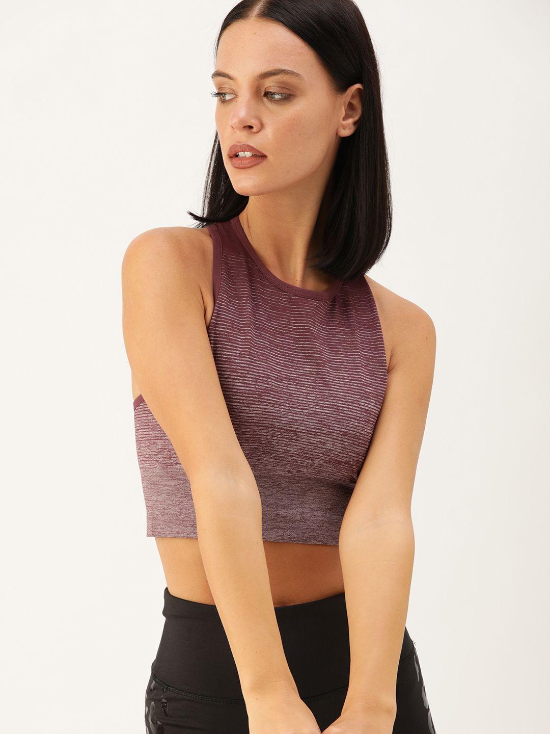 forever 21 women mauve & white striped crop top