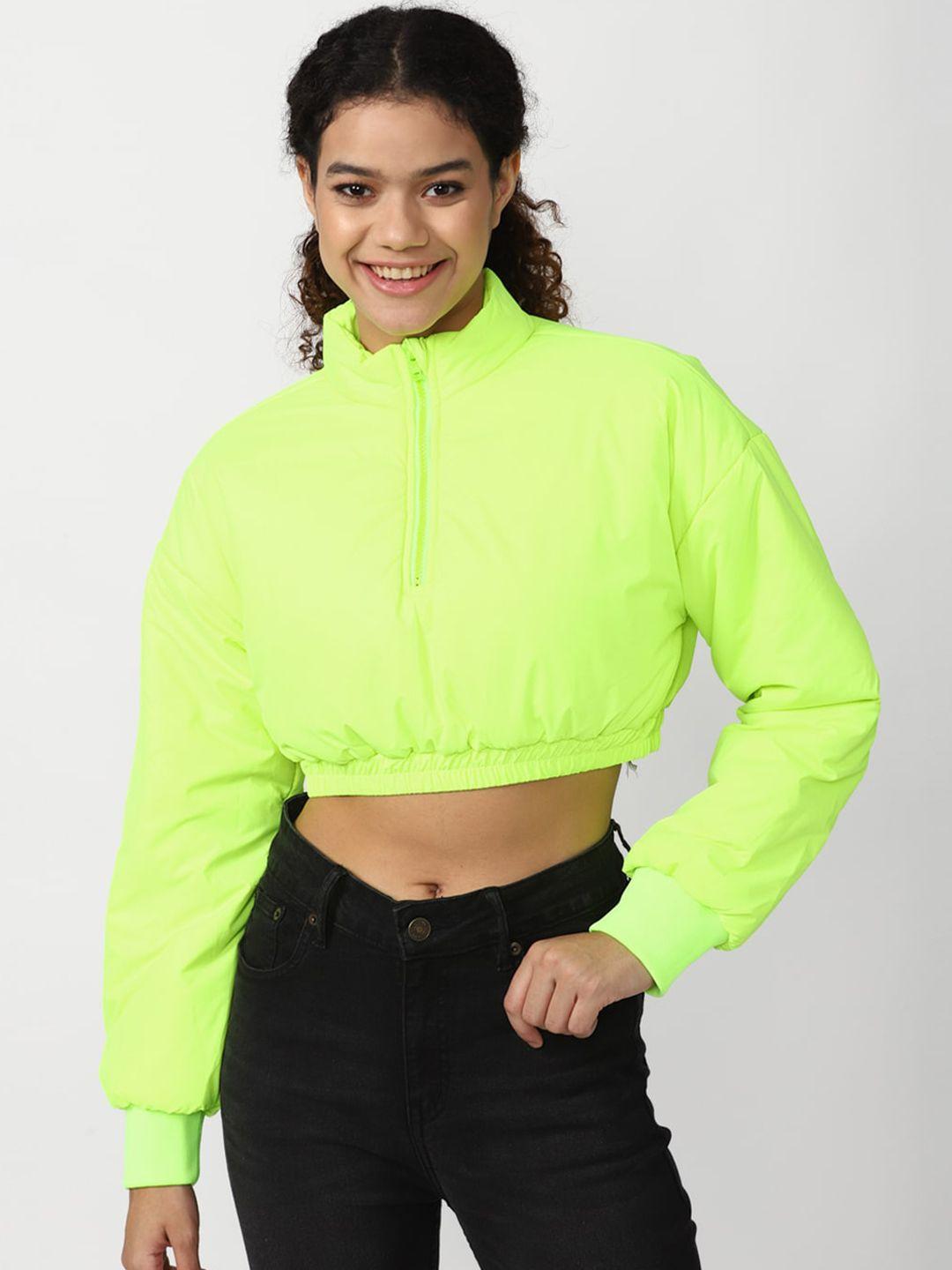 forever 21 women mock collar crop puffer jacket