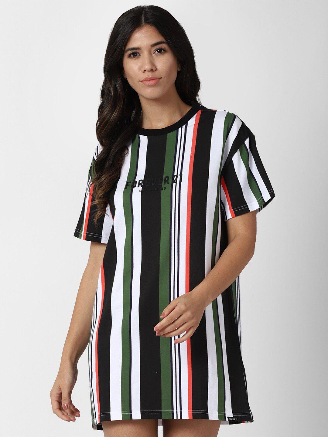 forever 21 women multicoloured striped cotton t-shirt dress