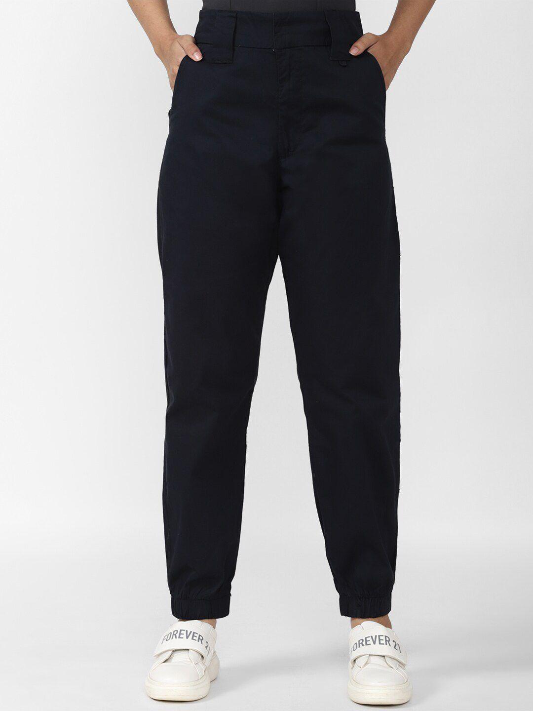 forever 21 women navy blue regular fit joggers casual trousers