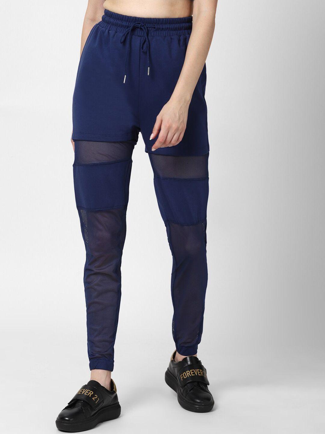 forever 21 women navy blue solid joggers