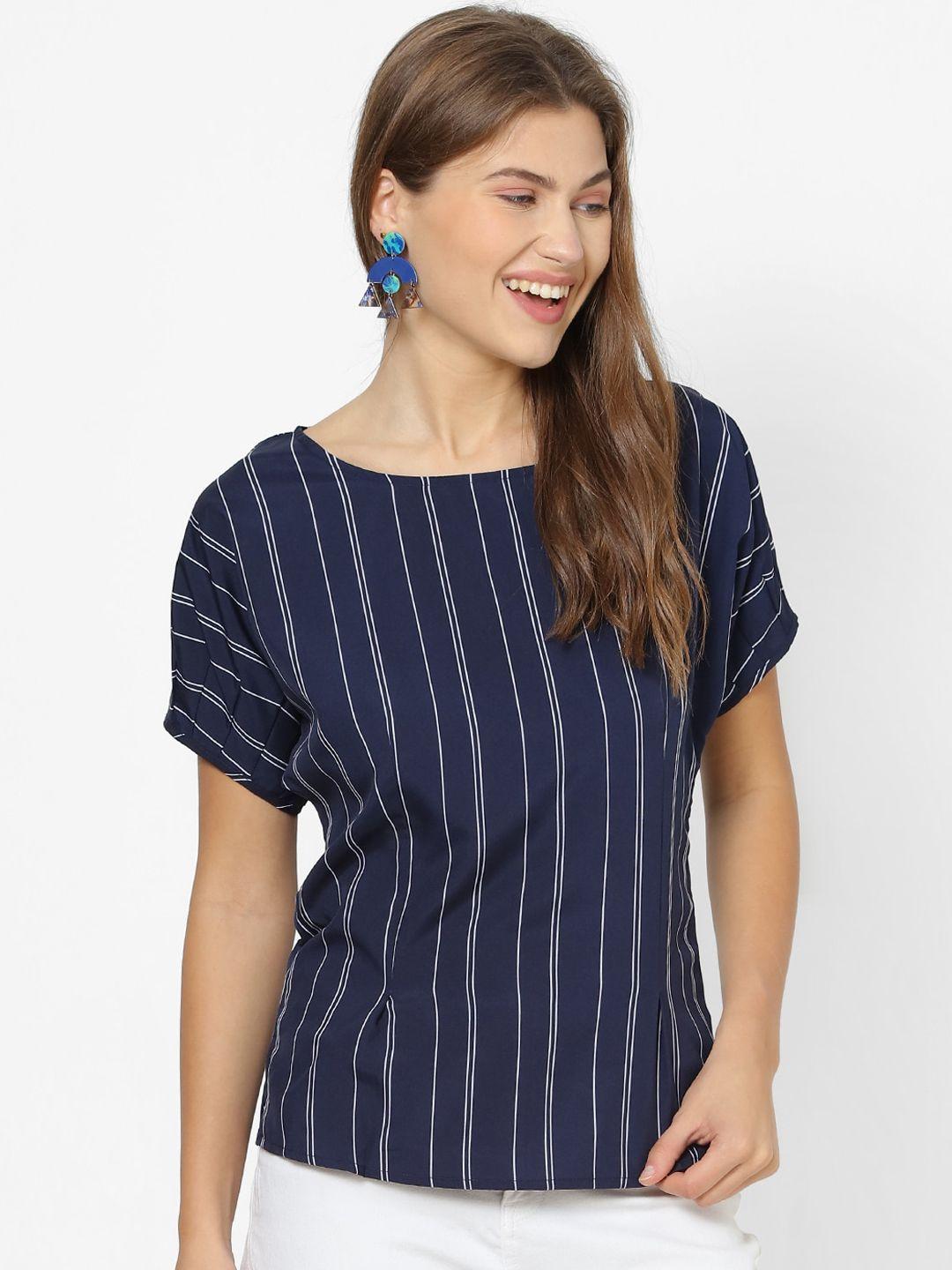 forever 21 women navy blue striped top