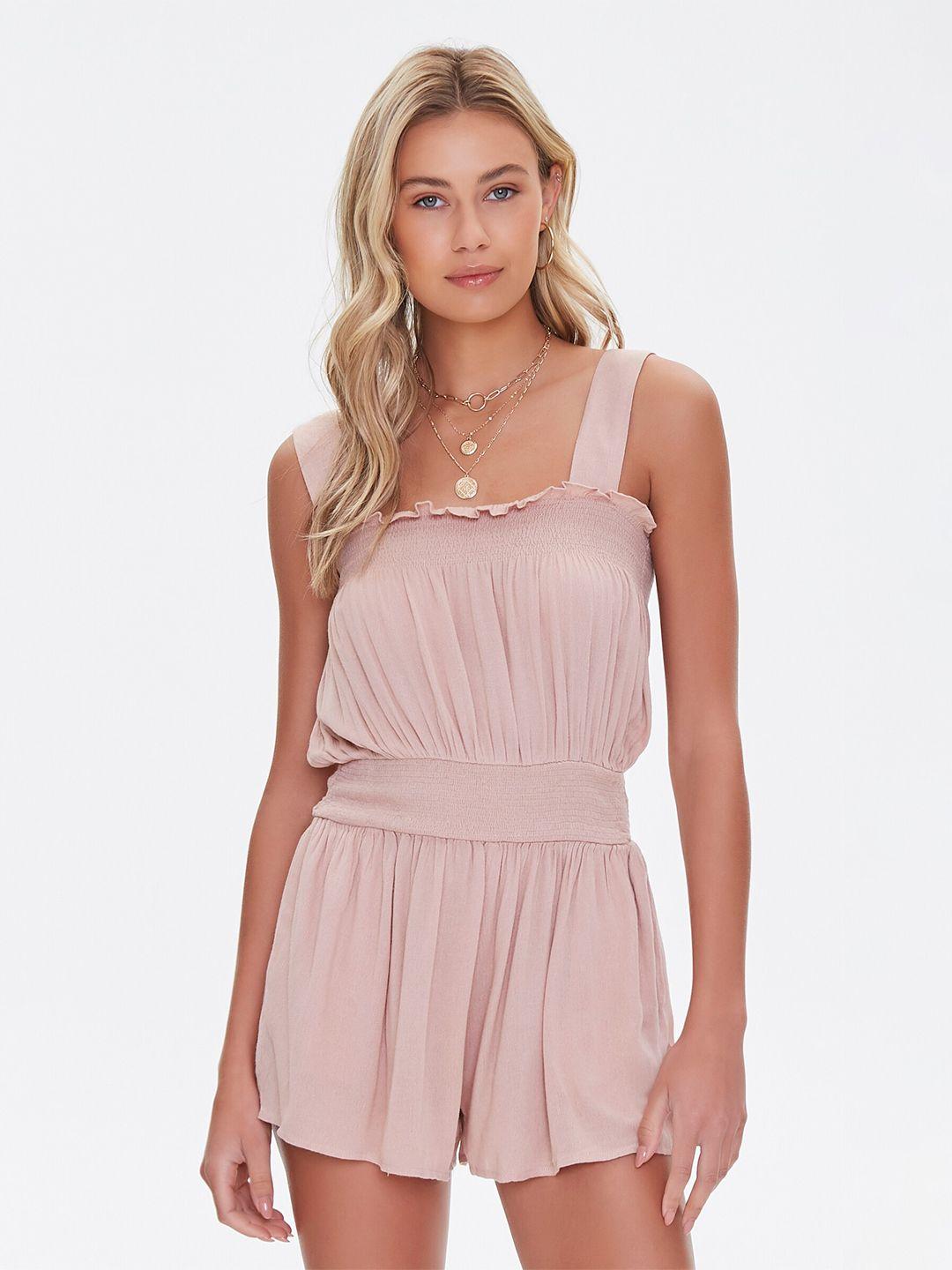 forever 21 women nude shoulder strap jumpsuit