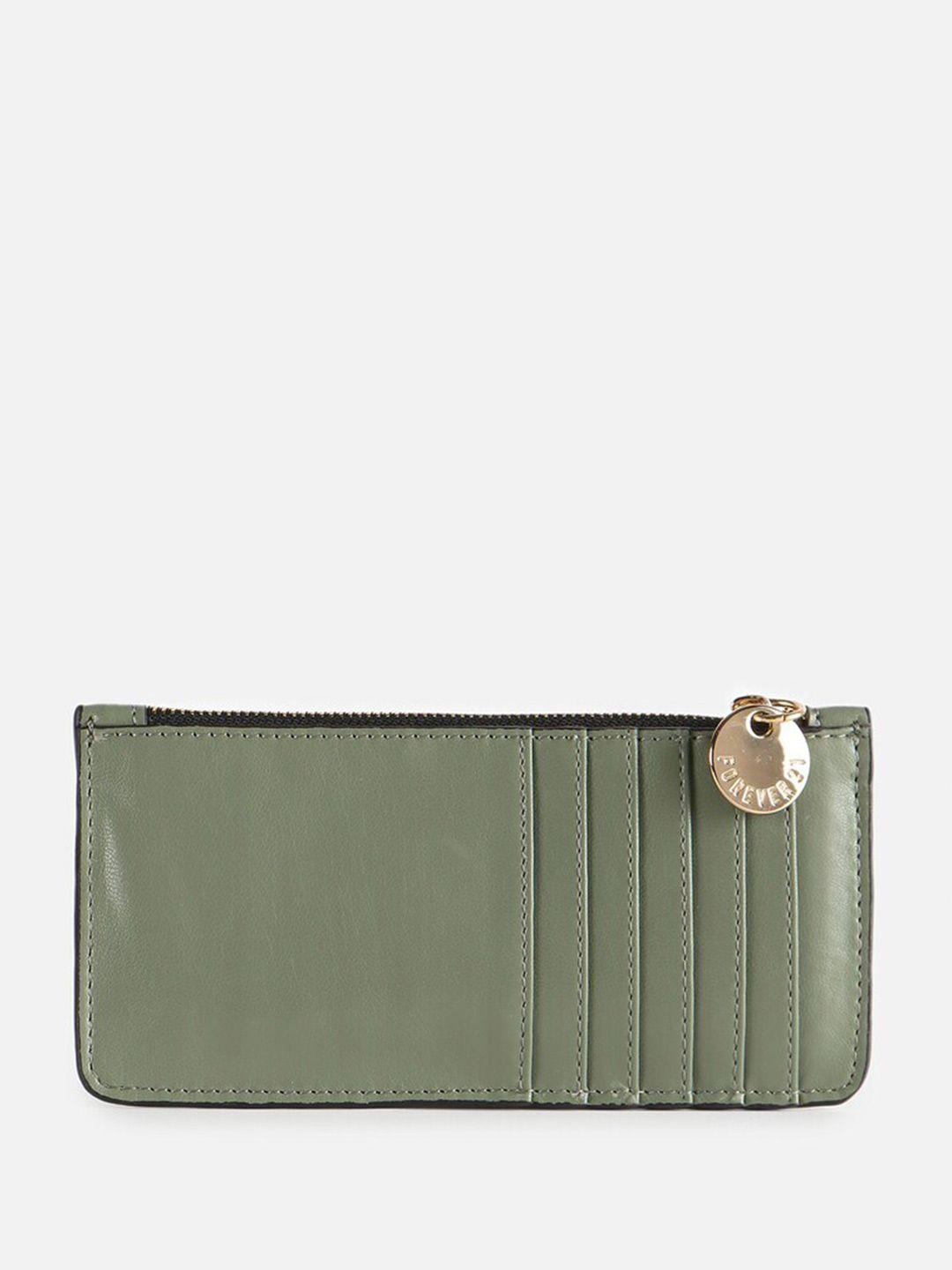 forever 21 women olive green pu card holder