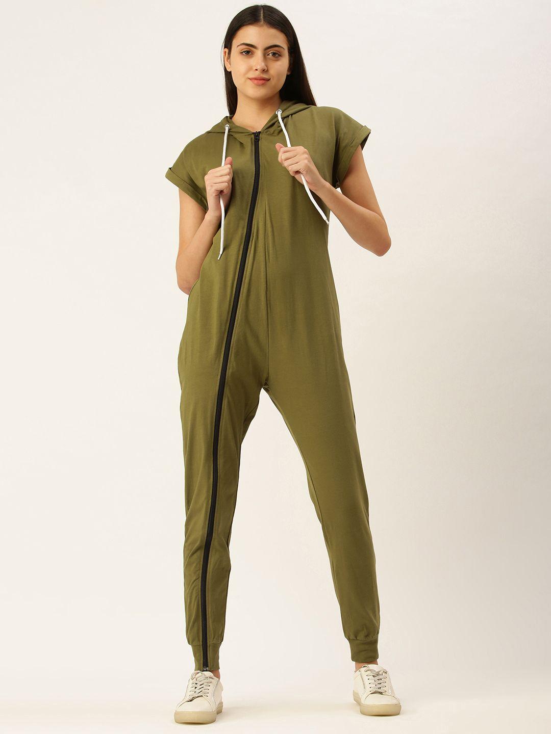 forever 21 women olive green solid jumpsuit