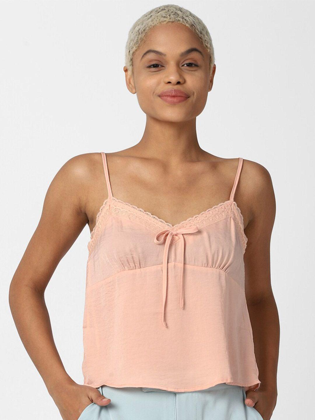 forever 21 women peach-coloured solid empire top