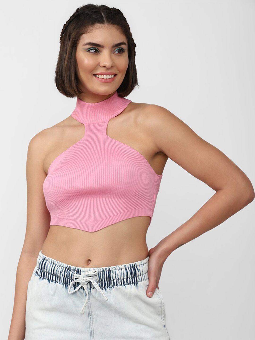 forever 21 women pink crop sweater vest