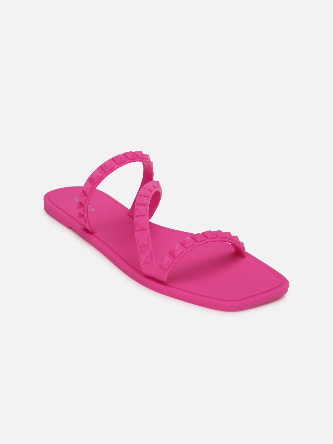 forever 21 women pink embellished open toe flats