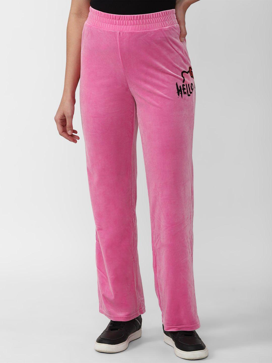forever 21 women pink printed track pants