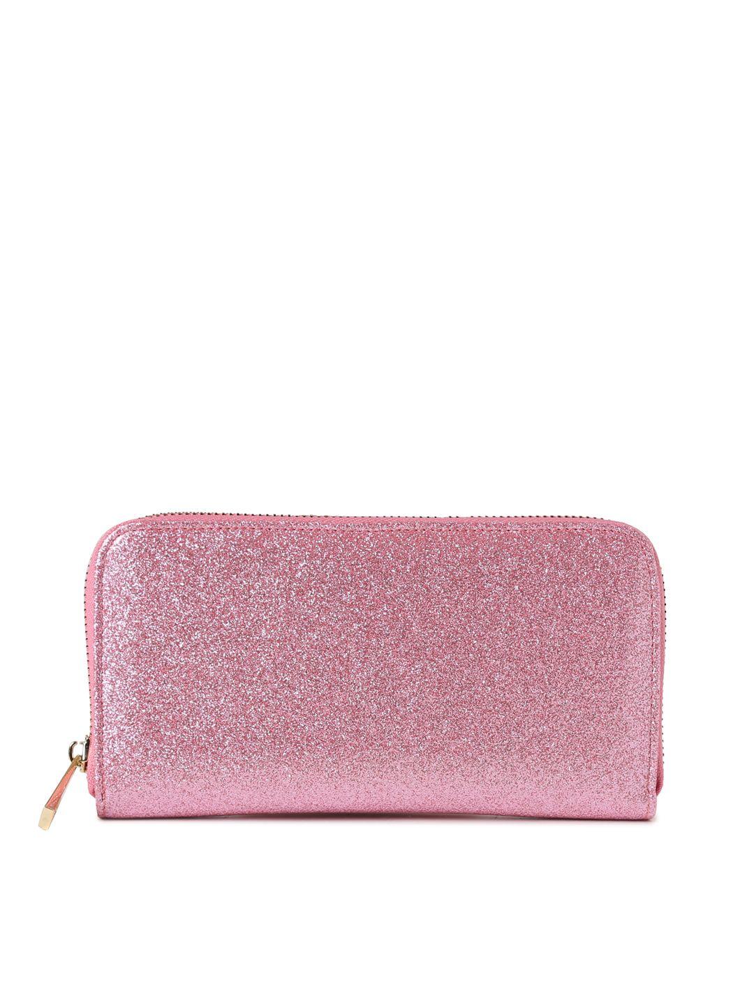 forever 21 women pink shimmery zip around wallet