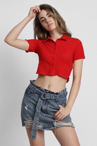 forever 21 women red crop,top