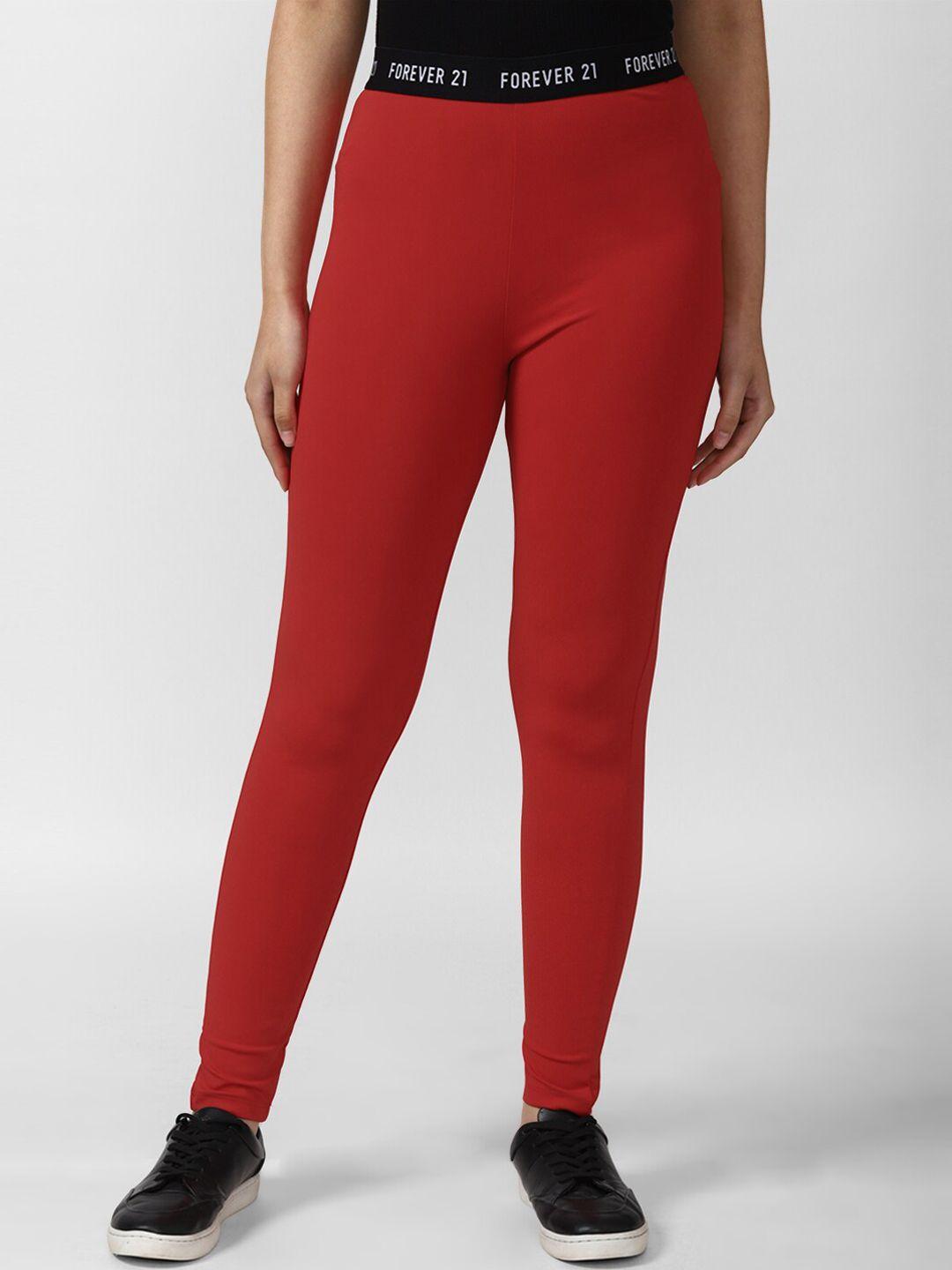 forever 21 women red solid tights