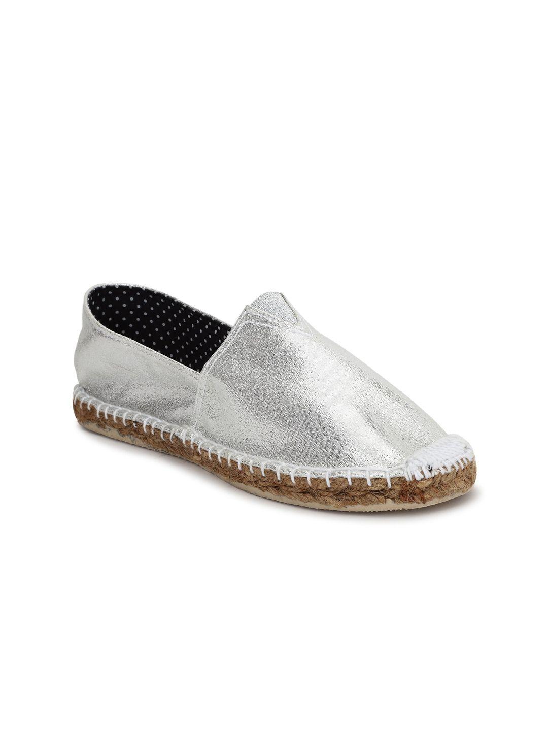 forever 21 women silver-toned pu espadrilles