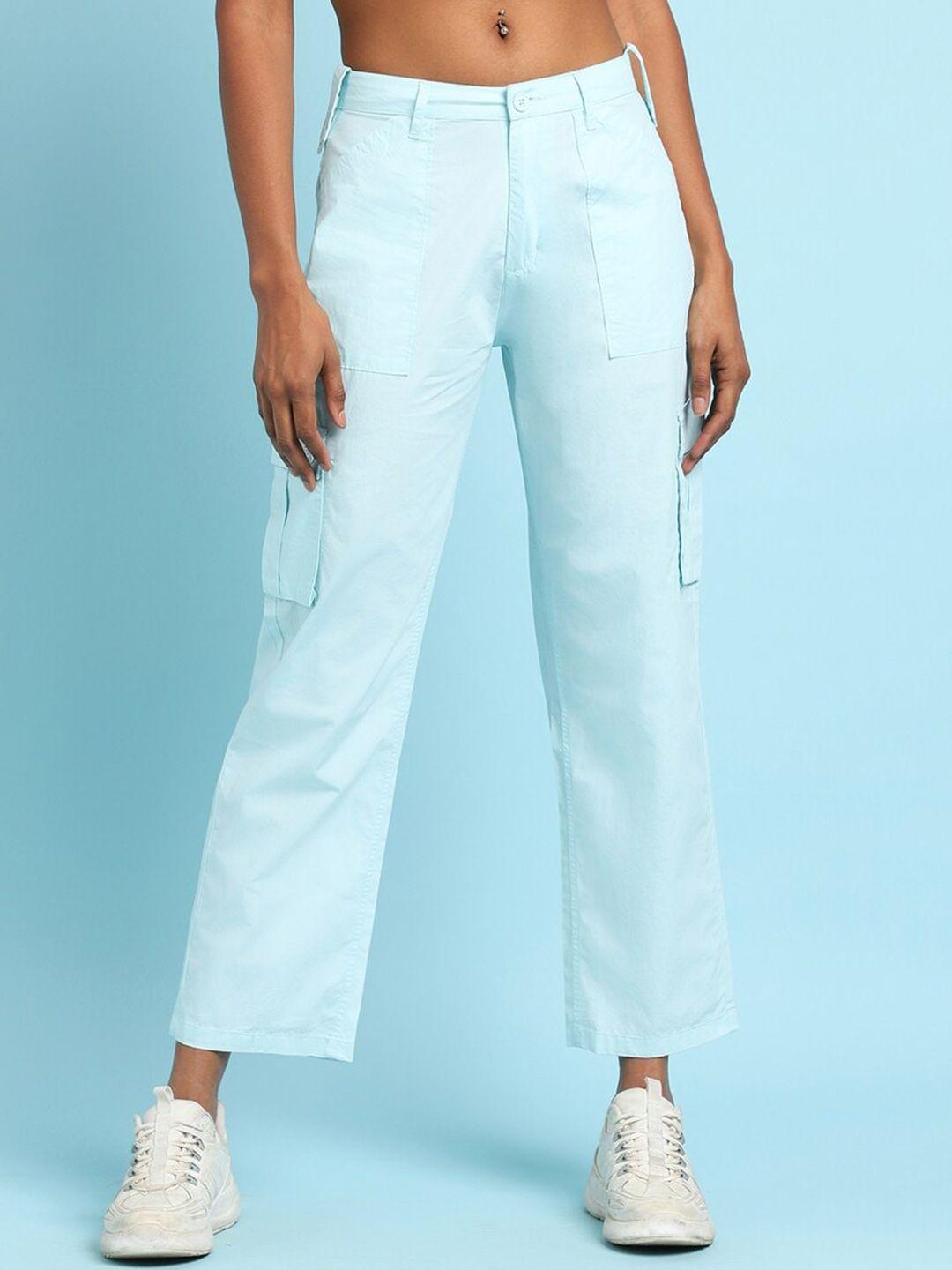 forever 21 women smart cotton mid-rise cargos trousers