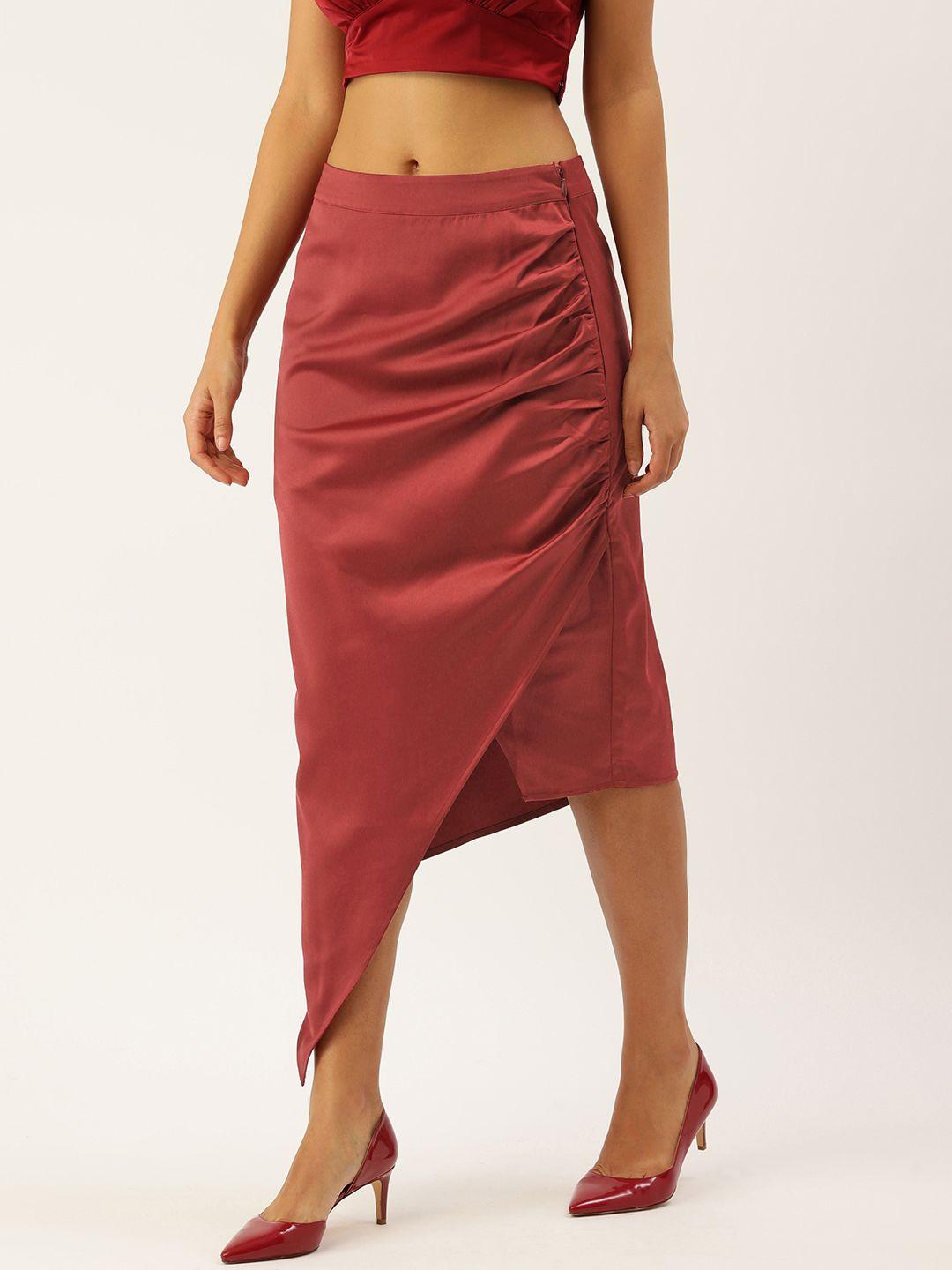 forever 21 women solid asymmetric hem tulip skirt