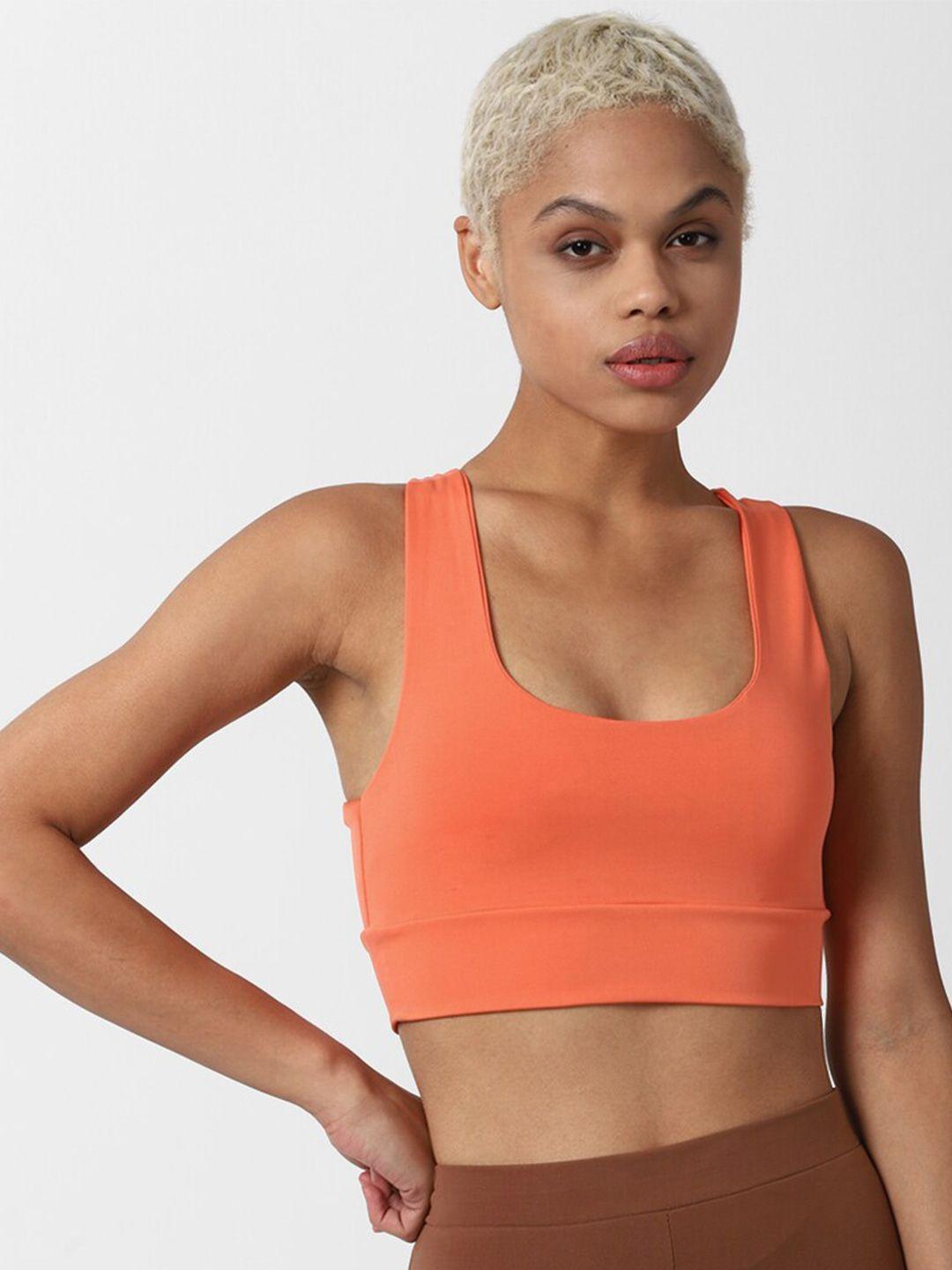 forever 21 women solid orange active bra