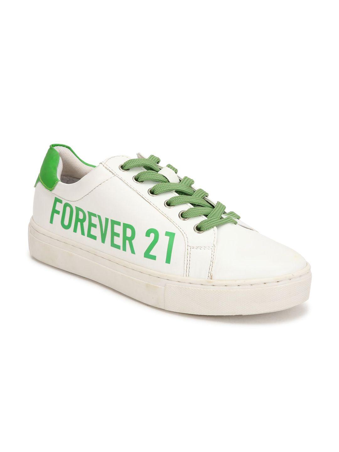 forever 21 women white printed pu sneakers