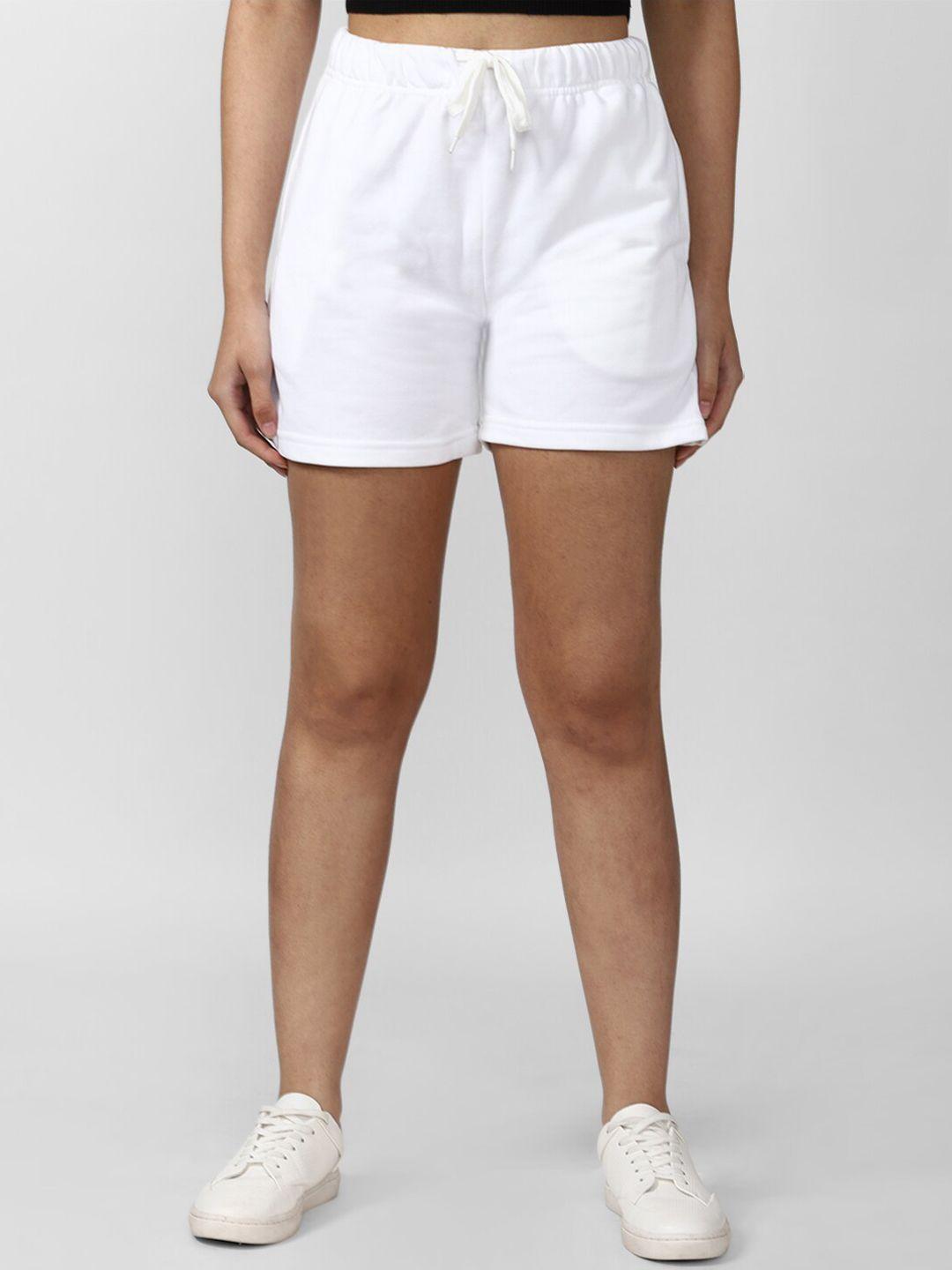 forever 21 women white solid shorts