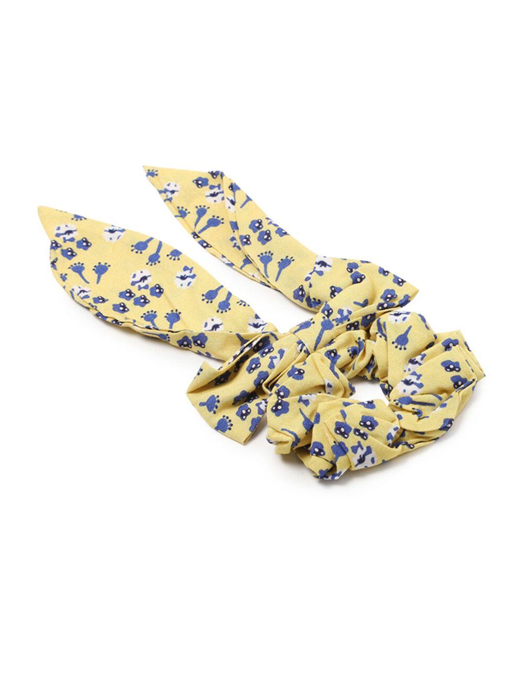 forever 21 women yellow & blue printed pure cotton ponytail holders