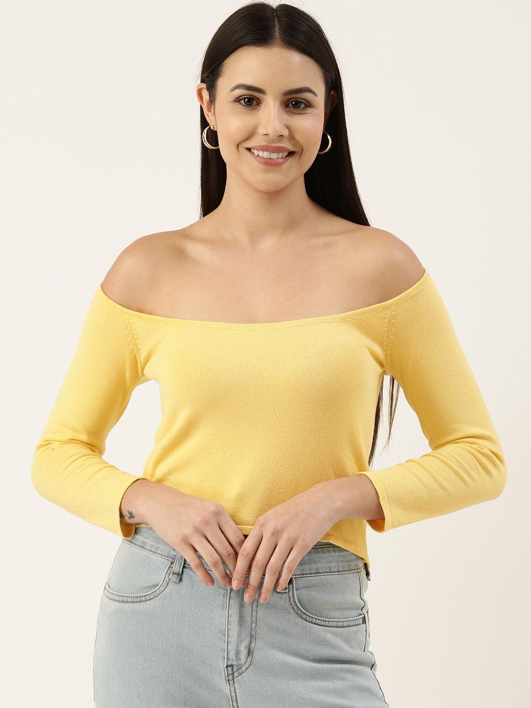 forever 21 women yellow off-shoulder top