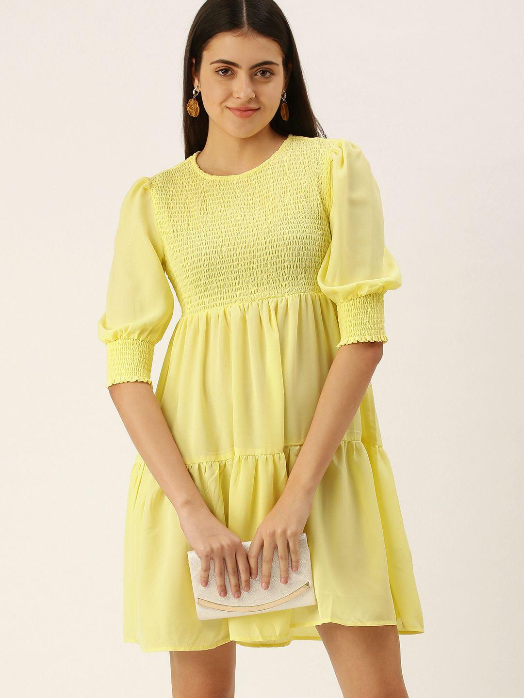 forever 21 women yellow solid a-line dress