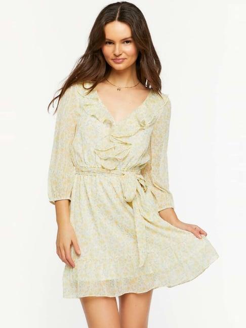 forever 21 yellow blouson floral print dress