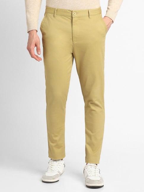 forever 21 yellow cotton regular fit trousers