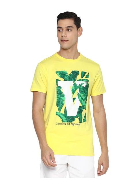 forever 21 yellow printed t-shirt