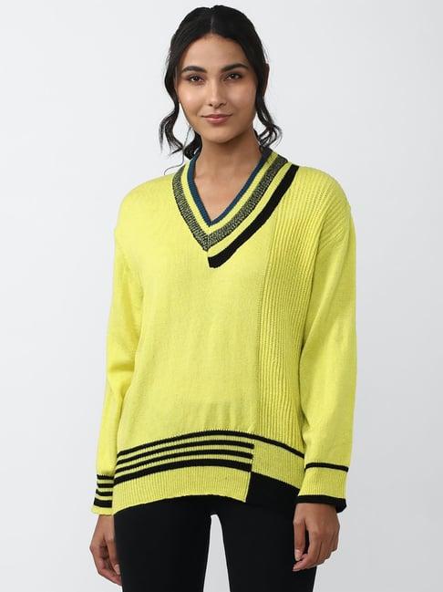 forever 21 yellow regular fit sweater