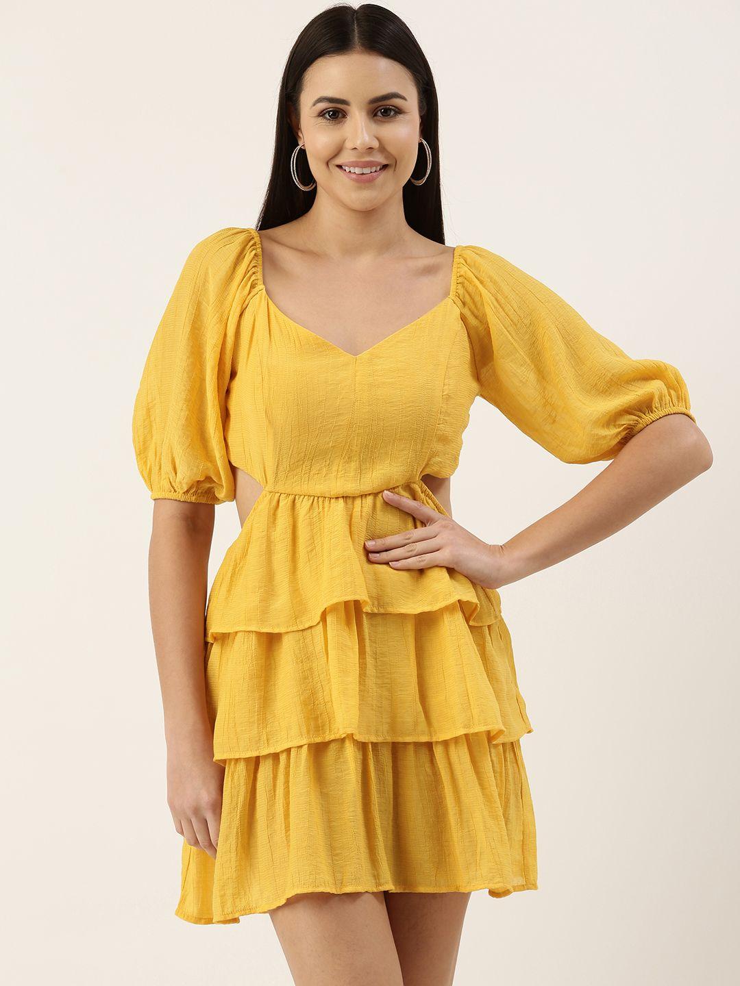 forever 21 yellow tiered a-line mini dress