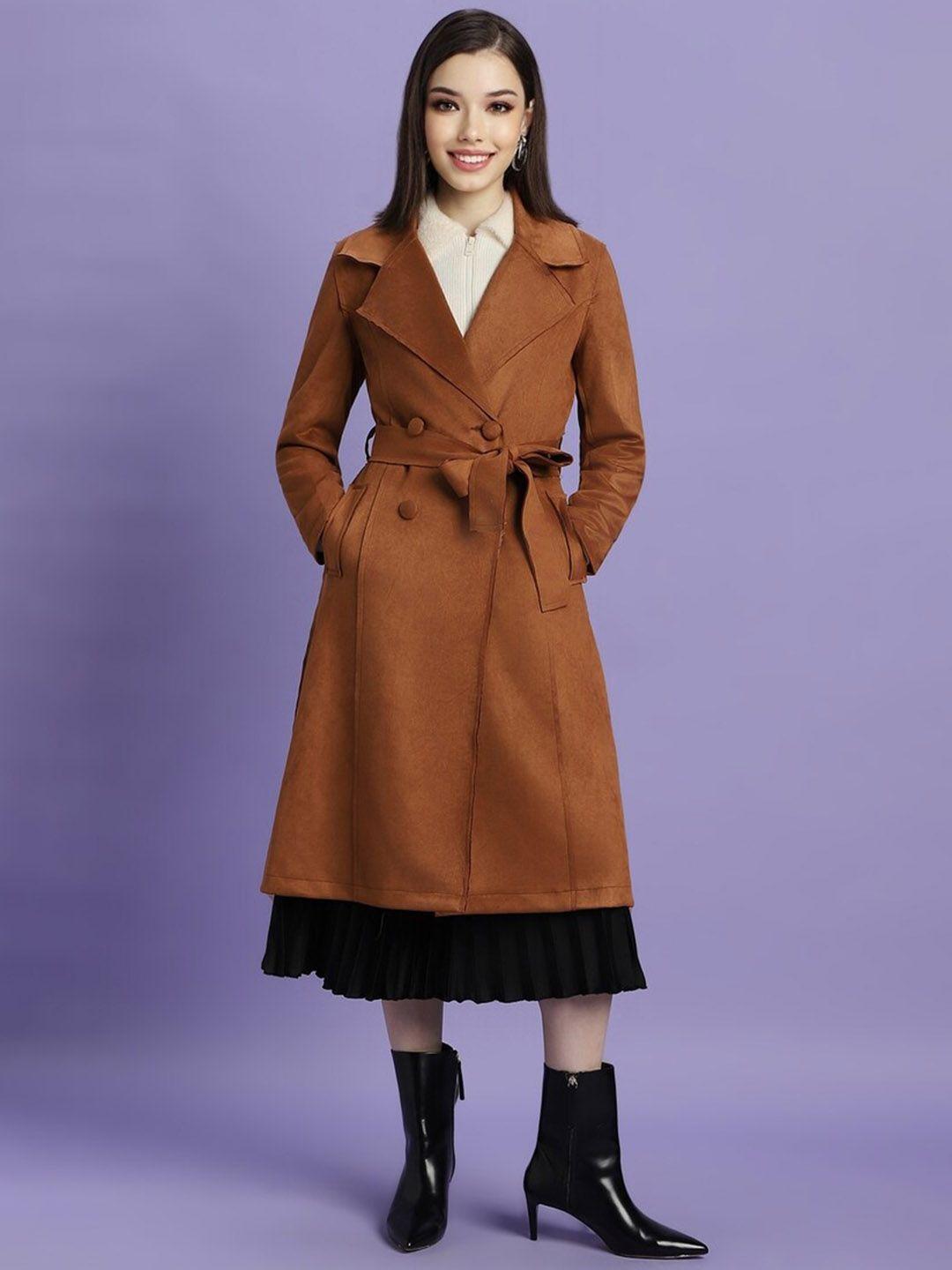 forever 21notched lapel tie up longline trench coat