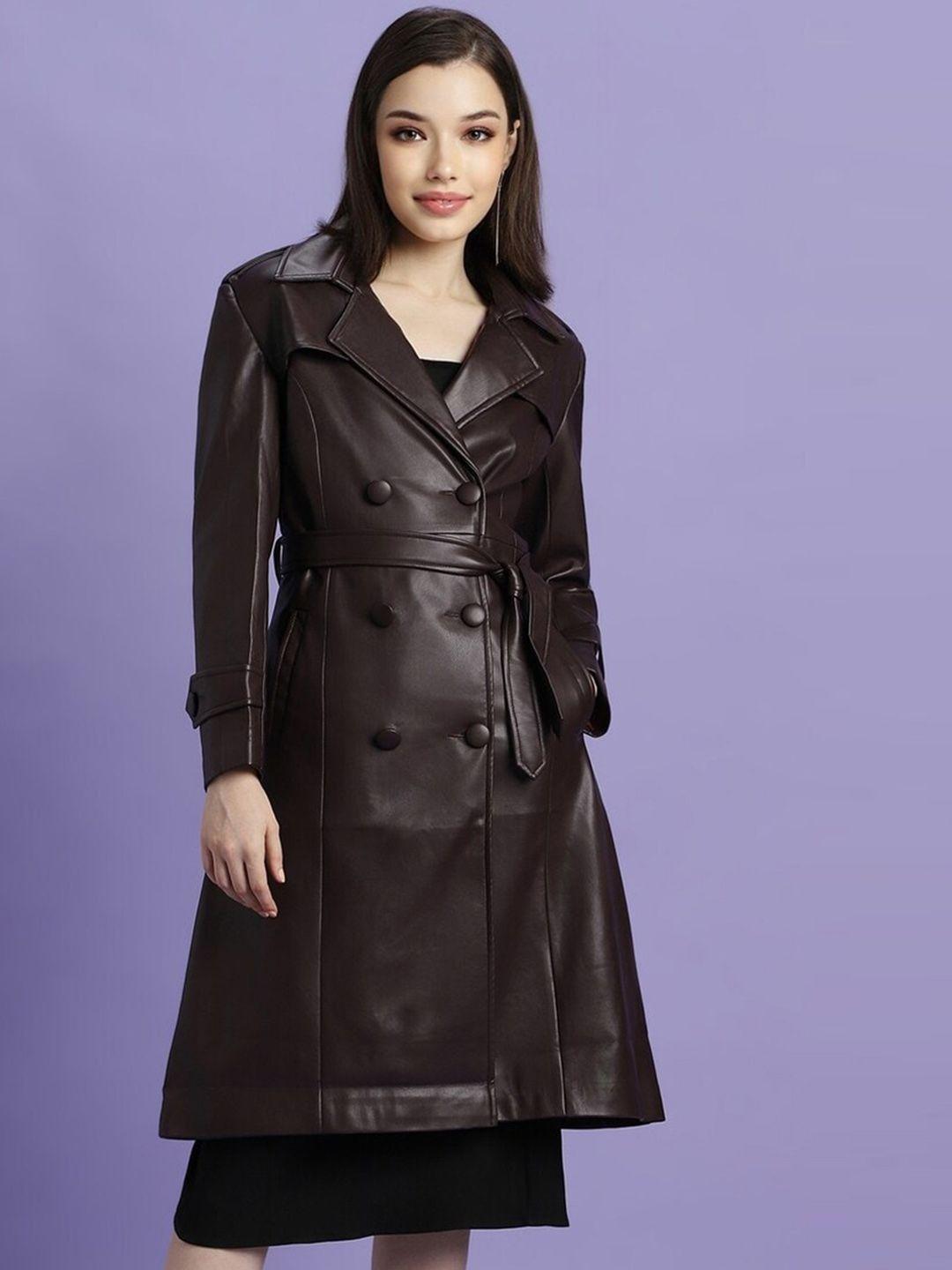 forever 21notched lapel tie up longline trench coat