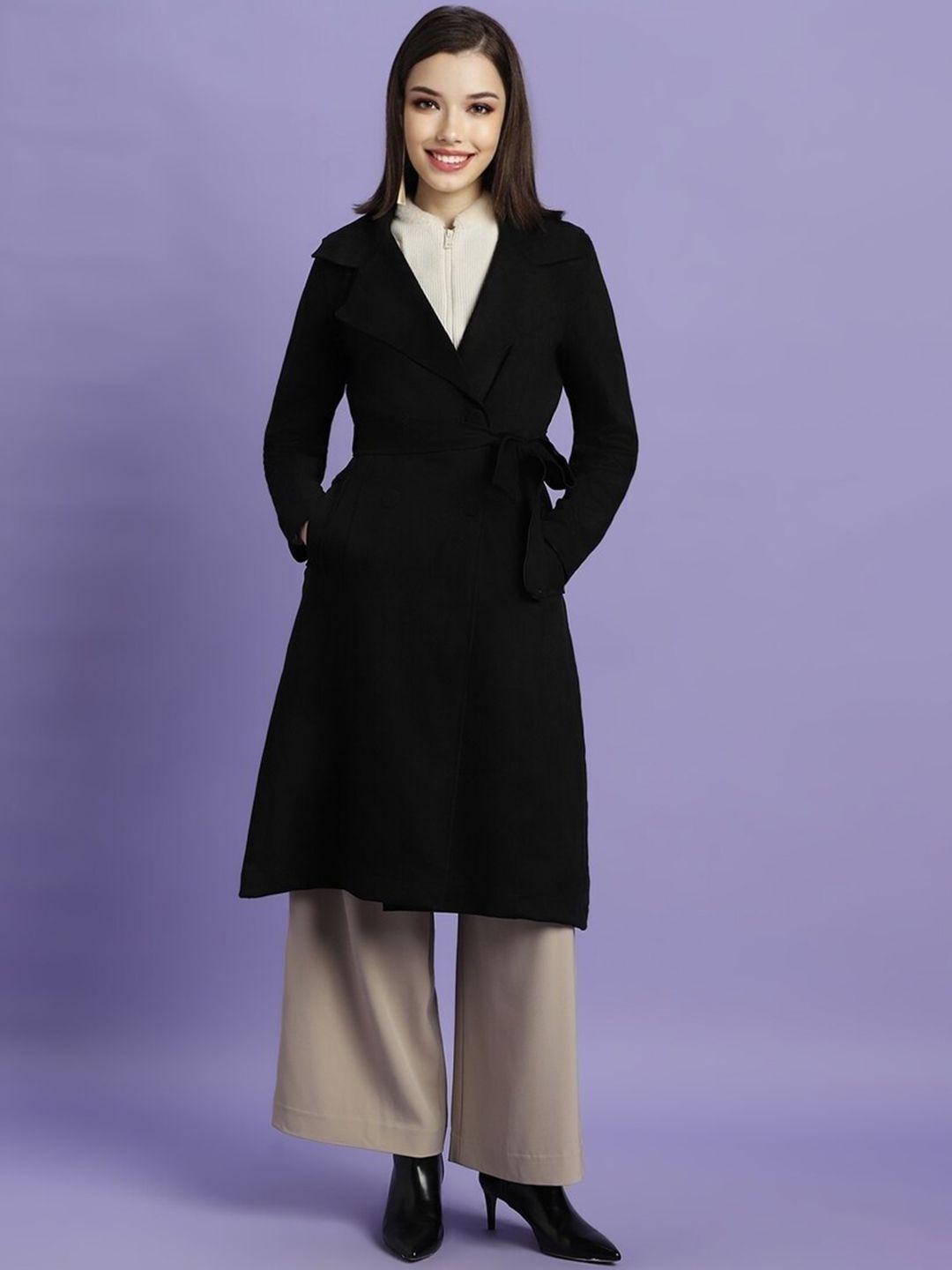 forever 21notched lapel tie up longline trench coat