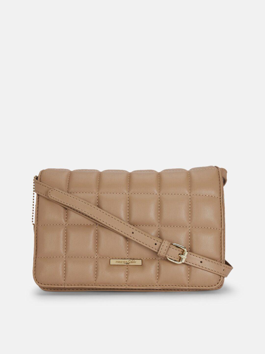 forever glam by pantaloons beige textured structured sling bag