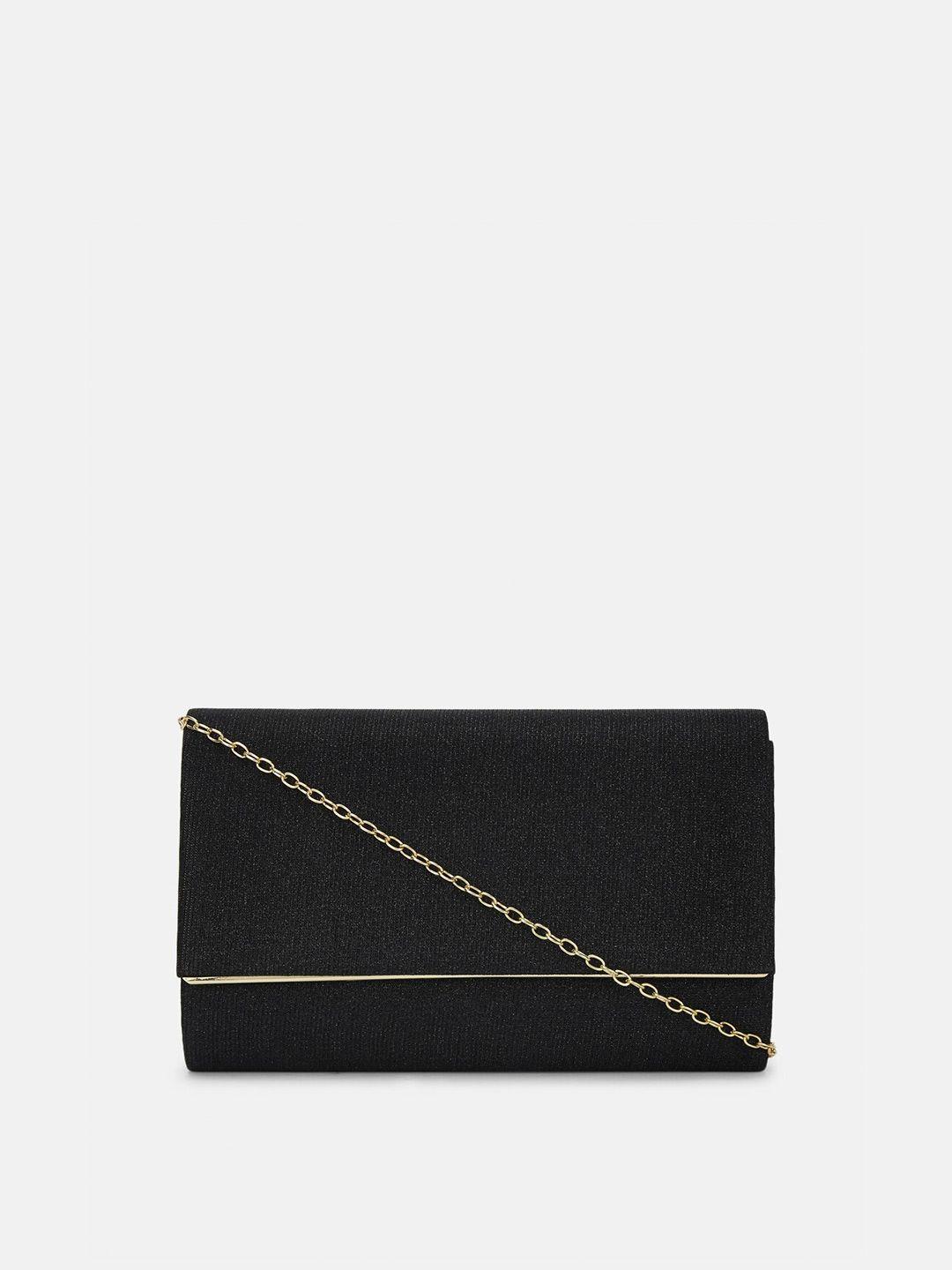 forever glam by pantaloons black & gold-toned box clutch