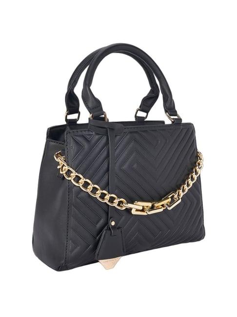 forever glam by pantaloons black quilted medium handbag