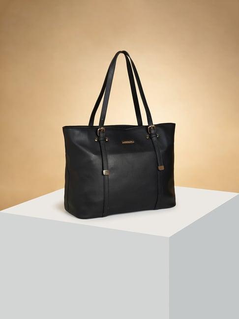 forever glam by pantaloons black solid tote handbag