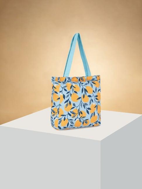 forever glam by pantaloons blue printed tote handbag