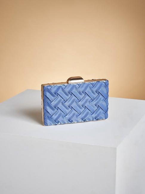 forever glam by pantaloons blue woven small clutch