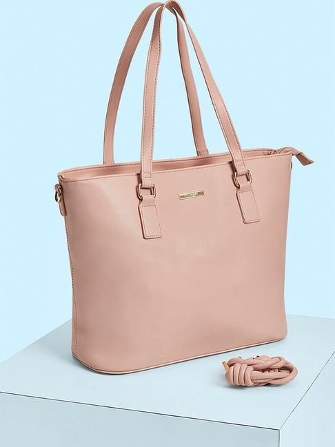 forever glam by pantaloons blush leather medium tote bag