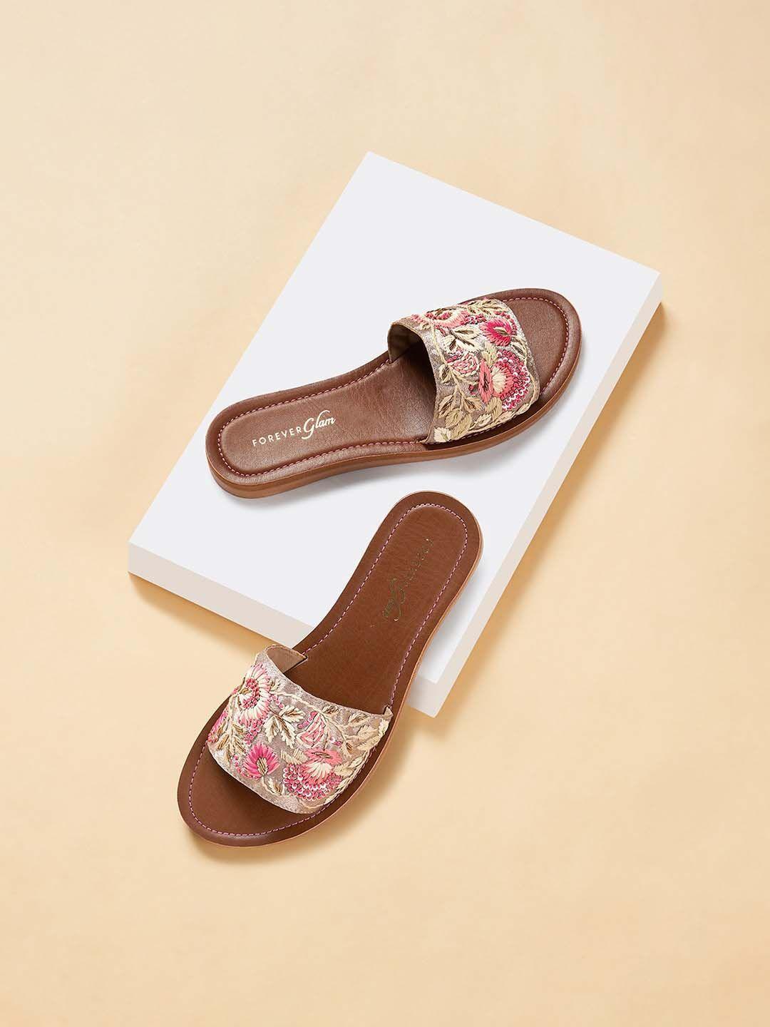 forever glam by pantaloons embroidered open toe flats