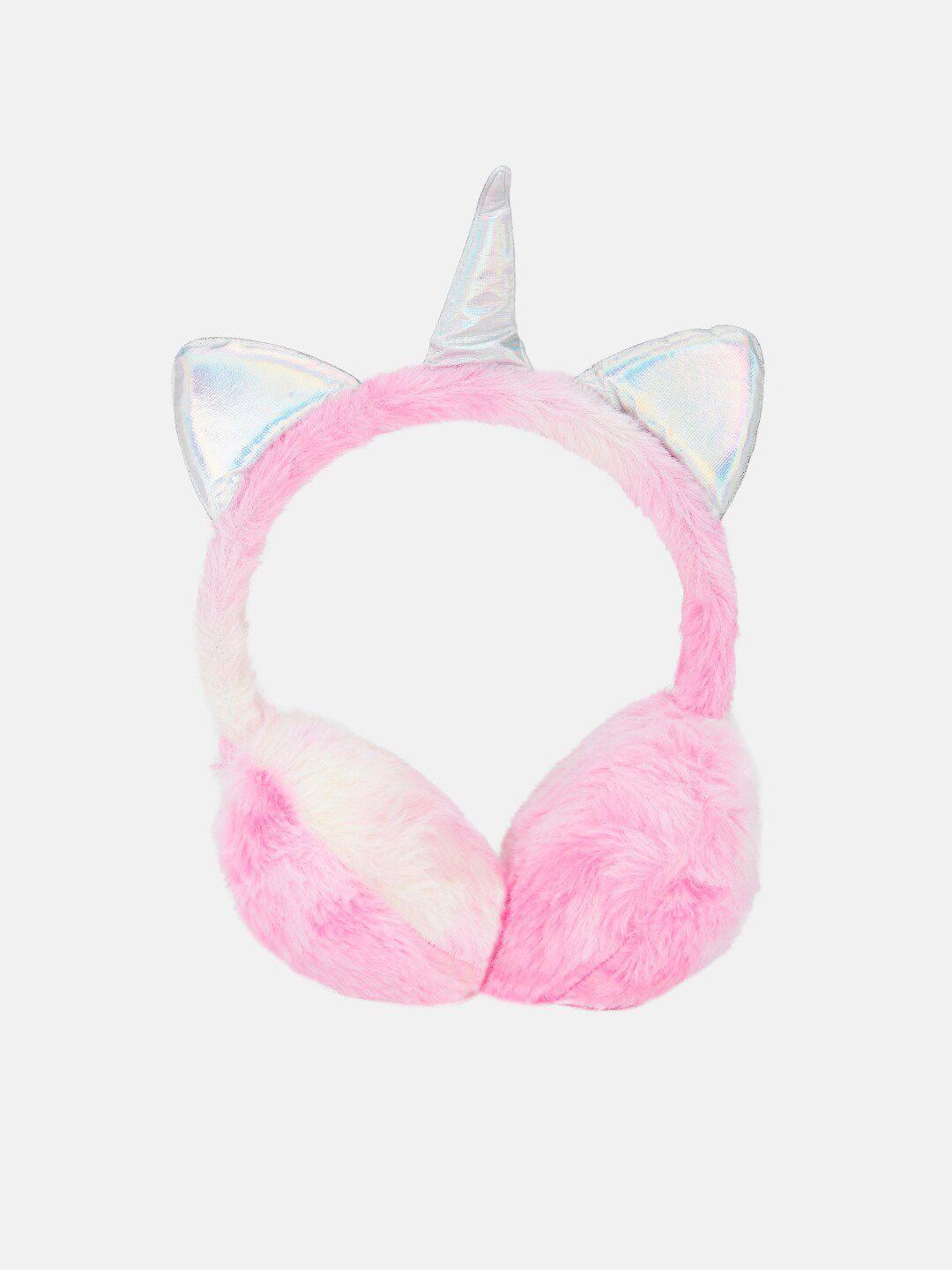 forever glam by pantaloons girls pink & white fur hairband