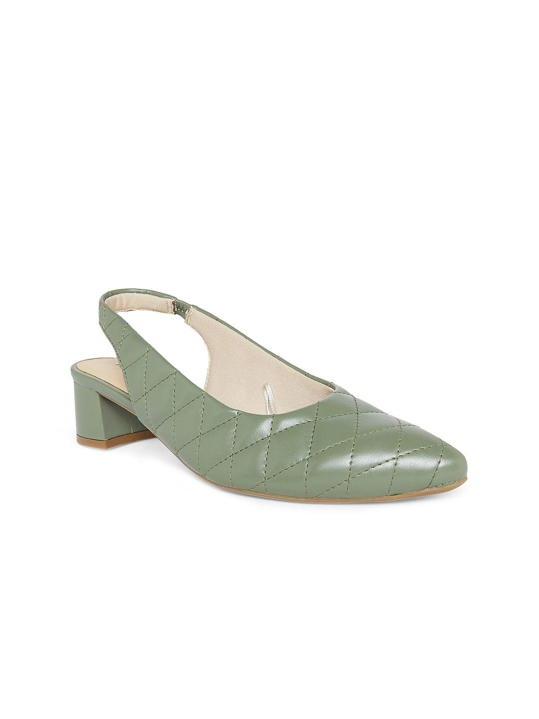 forever glam by pantaloons green pu party kitten pumps