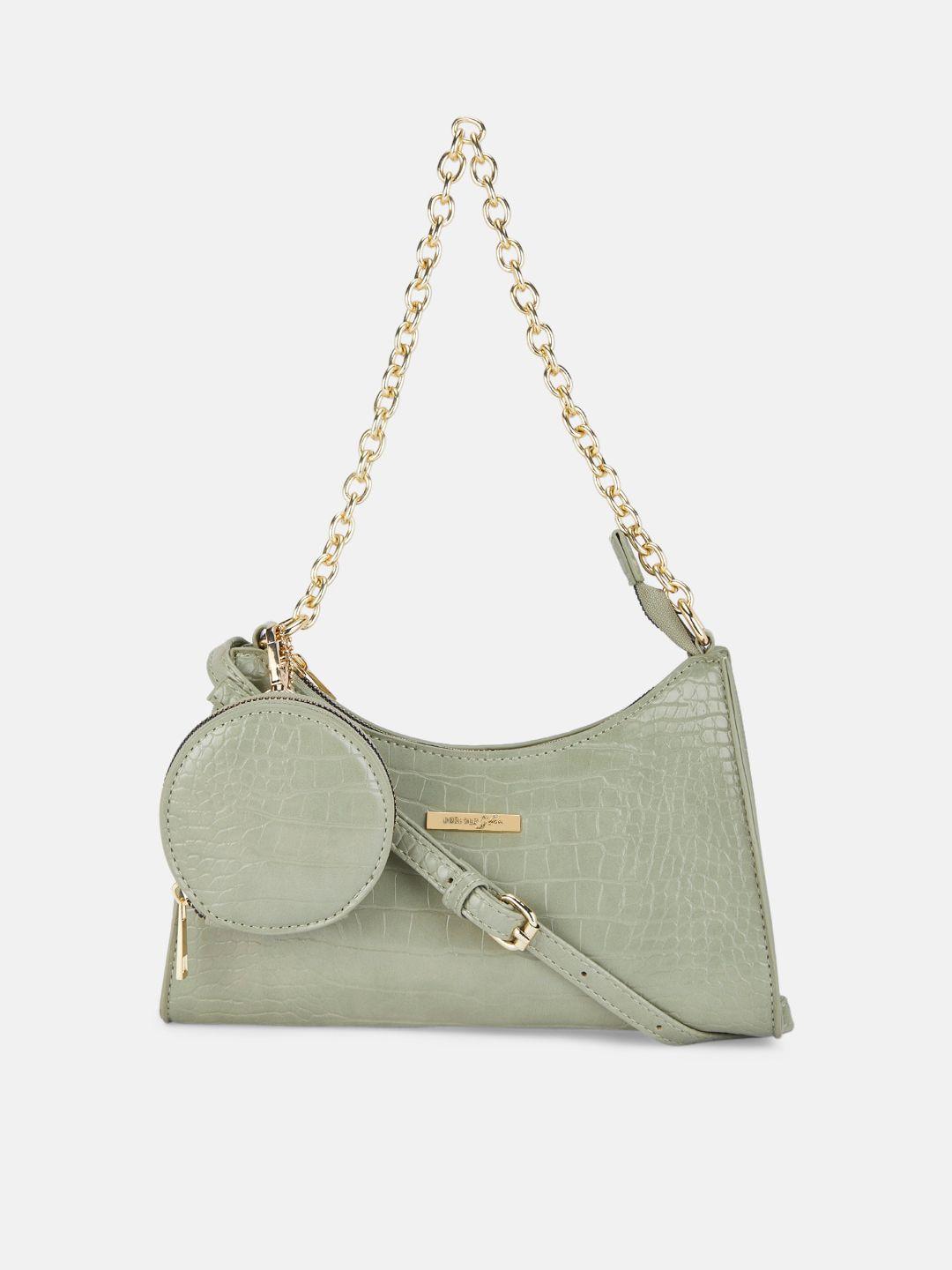 forever glam by pantaloons green pu structured shoulder bag